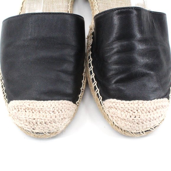 Schutz Koralina Black Leather Studded Espadrille Flats Ankle Wrap Straps SZ 8 - Picture 8 of 11
